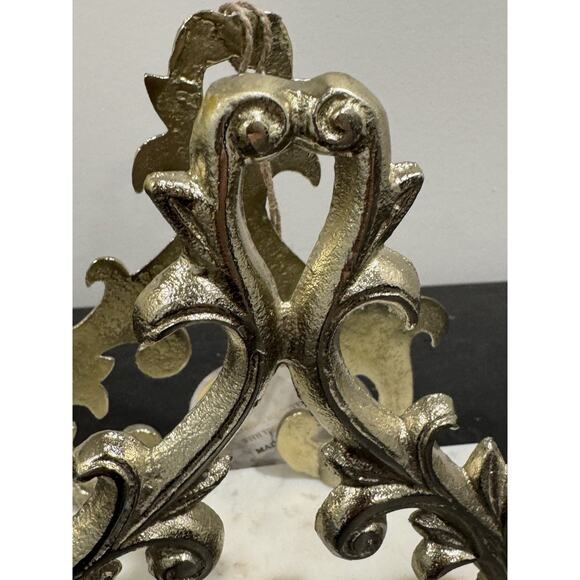 Made In India Ornate Gold Napkin Holder White Faux Marble Base Kitchen Decor - Picture 4 of 12